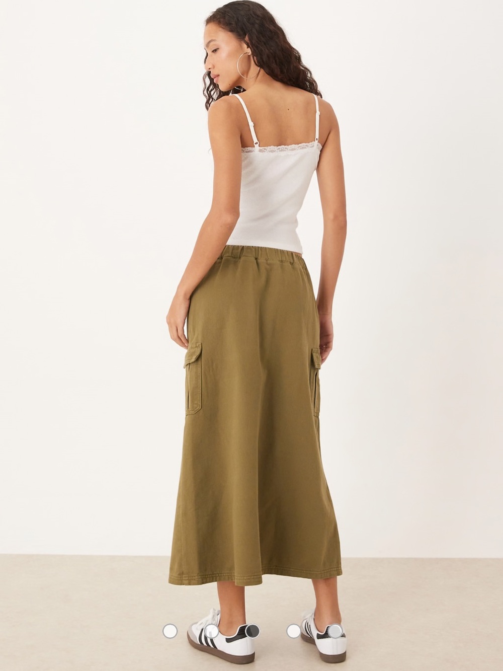 ASOS DESIGN A-Line Utility Cargo Boho Pockets Green Khaki Maxi Skirt Womens S - Picture 10 of 10